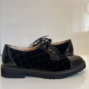 Ron White Quint‎ Calf Quilted Velvet Lace Up Oxford Size 36 Nwot Made In Italy